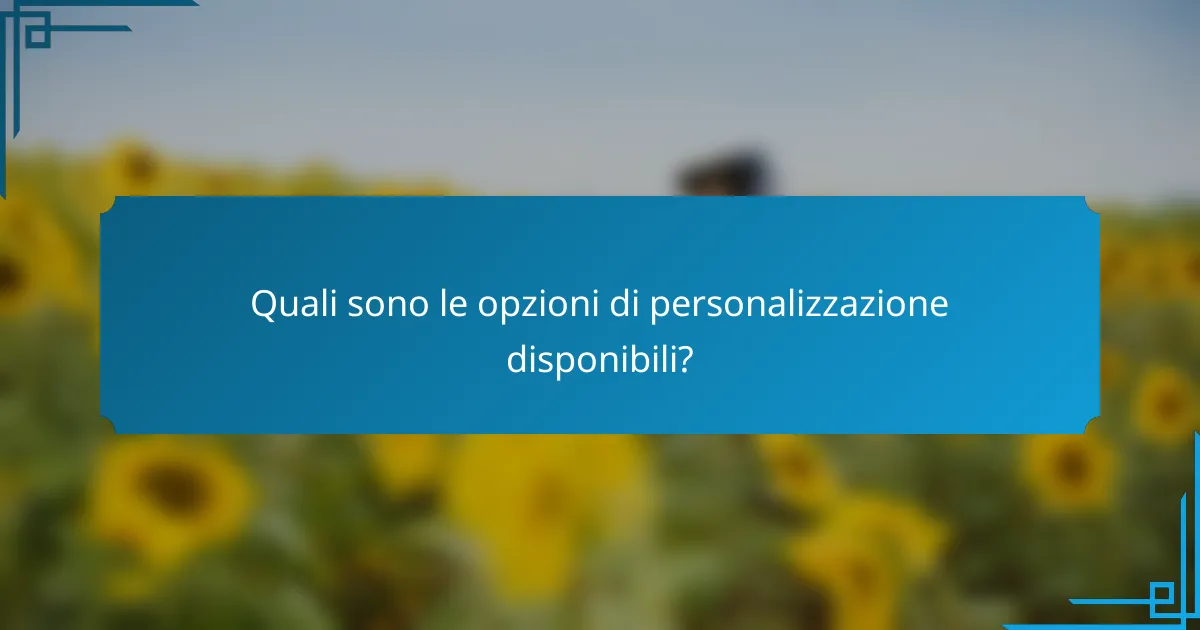 Quali sono le opzioni di personalizzazione disponibili?